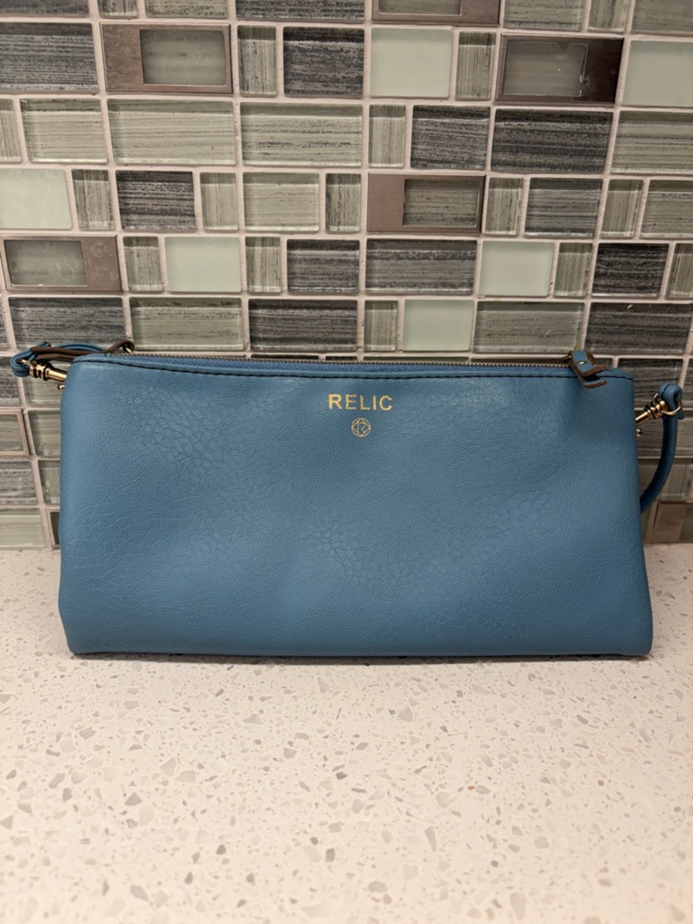 Relic by Fossil Teal Blue Soft Faux Leather Crossbody with Detachable Strap